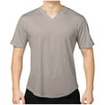 thumbnail image 1 of cfhntfmh Mens Gym Shirts Summer Basic Solid Color Short Sleeve V Neck Tees Casual Loose Athletic Workout Tops, 1 of 7