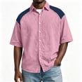 thumbnail image 6 of XuJwPNcy Mens Shirts Lightweight Color Block Button Down Shirts Casual Collared Tops Summer Classic Fit Fashion Clothes, 6 of 7
