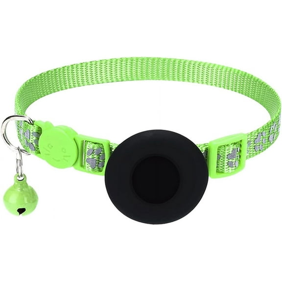 Large Dog Collar Flower Print Cat Foot Printing Airtag Cat Collar with Breakaway Bell Airtag Cat Collar Reflective Adjustable Strap Collar Breakaway with Airtag Holder 1 CM in Width Cat Custom