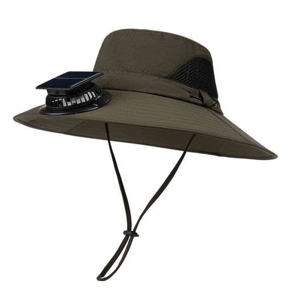 Kakii Wide-Brimmed Solar Fan Outdoor Fishing Hat, Solar and USB Charging, Long Battery Life Fan Hat, Waterproof Sun Hat Upf50