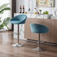 thumbnail image 2 of Swivel Bar Stools Set of 2, Modern Velvet Upholstered Counter Height Barstools with Footrest and Metal Base, Comfy Adjustable Height Dining Chairs for Kitchen Island Restaurants Bars, Blue, 2 of 7