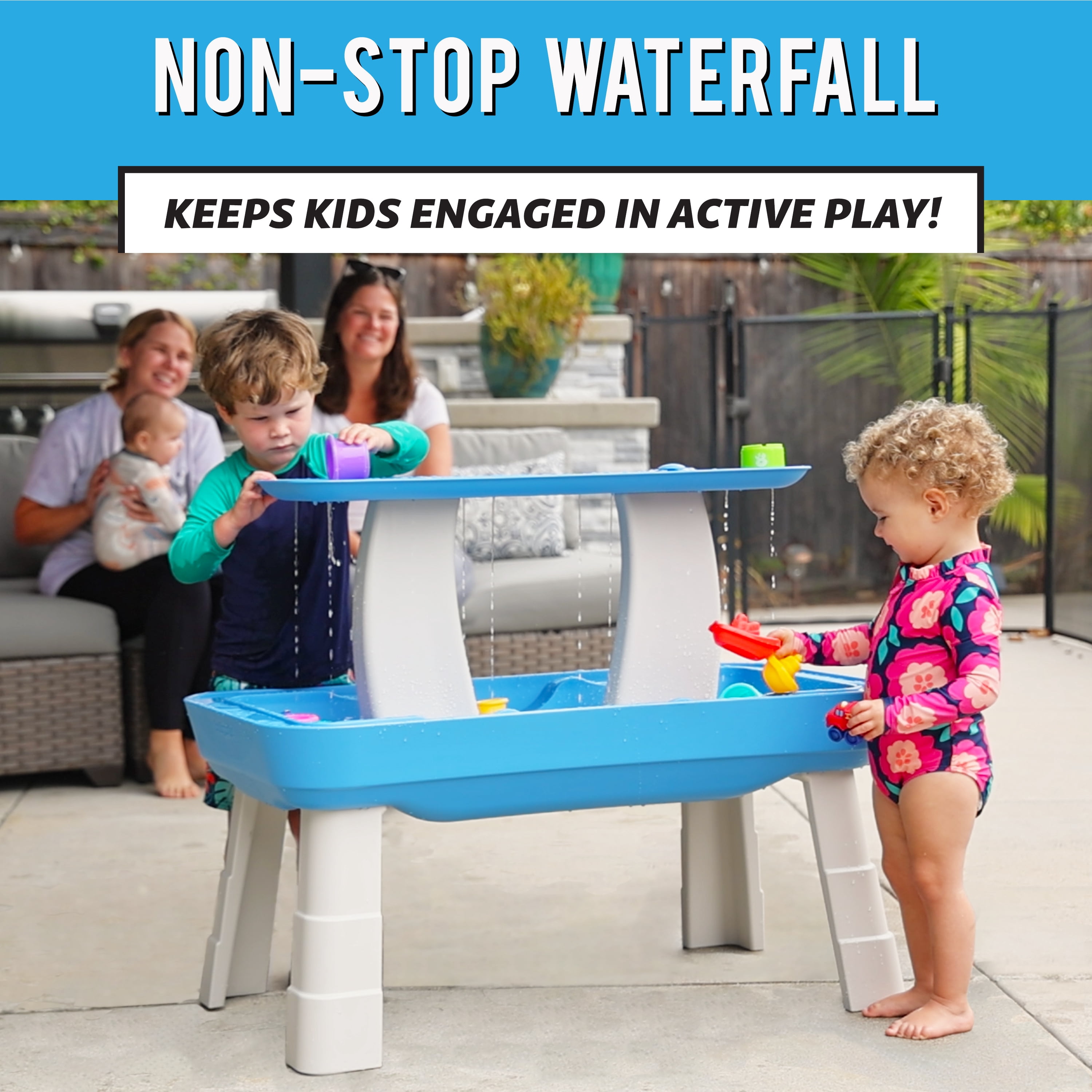 GoSports Water Table with Pump for Toddlers Ages 1.5 - 4 Years - Outdoor Water Play Table for Kids with Integrated Circulating Water Pump