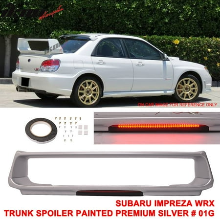 Abs Tail Light - Fit: 02-07 Subaru Impreza WRX Trunk Spoiler Painted Premium Silver # 01G - ABS