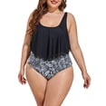 thumbnail image 5 of TOPIO Women Swimsuit Plus Size Swimsuit High Waisted Two Piece Flounce Bikini Swimwear, 5 of 6
