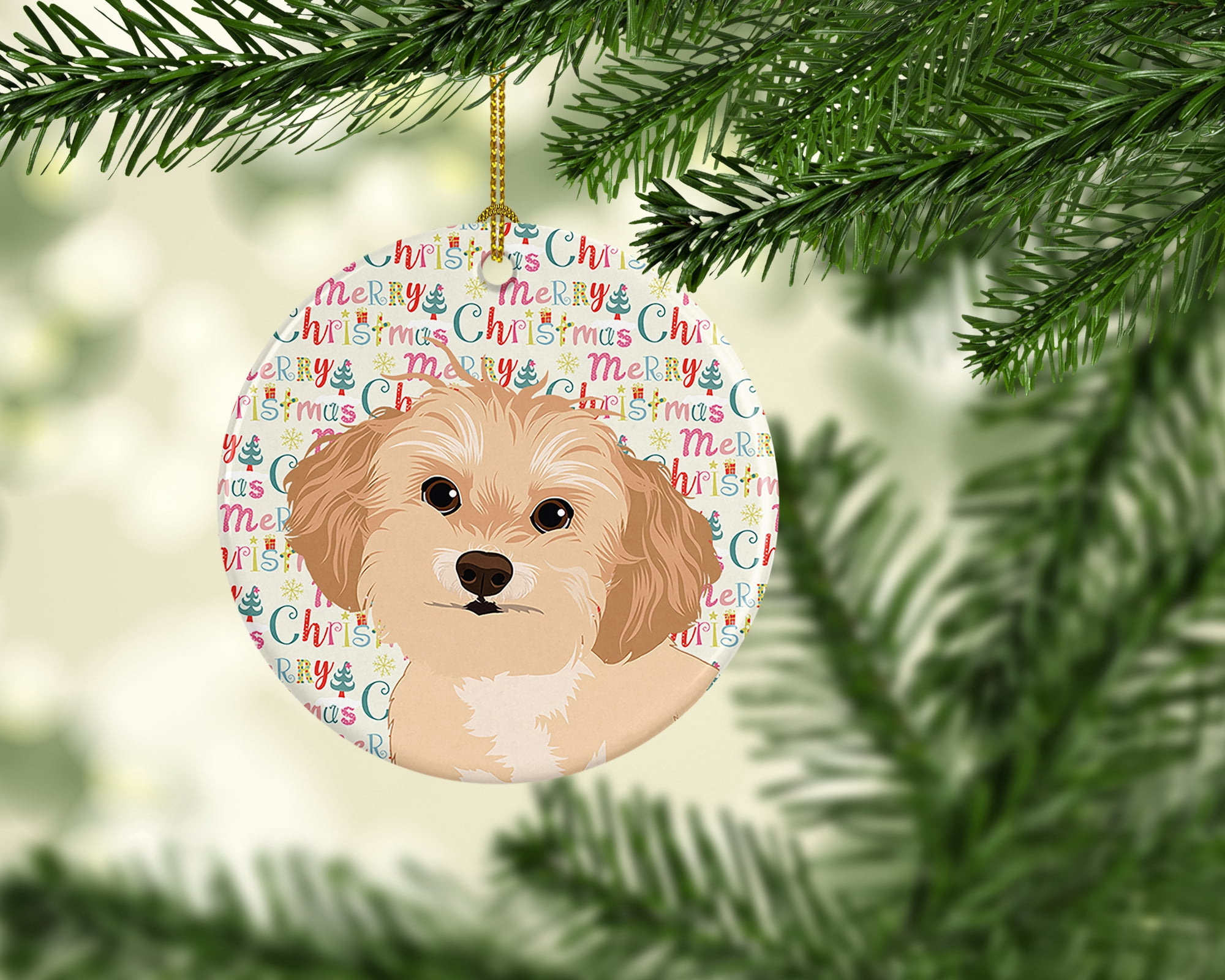 Shih-Tzu Gold #1 Christmas Ceramic Ornament 2.8 in x 2.8 in
