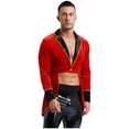 thumbnail image 2 of Mufeng Men's Vintage Velvet Tailcoat Jackets Medieval Victorian Swallowtail Coat Showman Dress Up Red XXL, 2 of 7