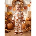 thumbnail image 3 of Cjfdfy Toddler Baby Girl Boy Thanksgivingsatin Pajamas Set Turkey Print Lapel Long Sleeve Fuzzy Trim Button Up Tops Elastic Pants Cute My First Thanksgiving Fall Winter Sleepwear 1-6Y ﻿, 3 of 9