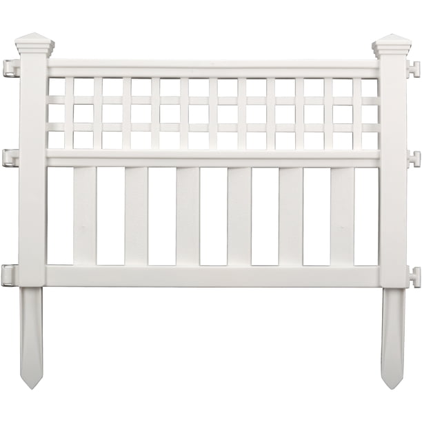 Suncast Outdoor Garden Grand View Fence Border Panels, 3Pack, White