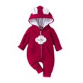 thumbnail image 3 of THDHVS Newborn Boy Clothes,Newborn Boys Girls Jumpsuit Hooded Soft Rompers Long Sleeve Outwear Outfits Red, 3 of 7