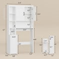 thumbnail image 3 of Over The Toilet Storage Cabinet, Bathroom Storage Cabinet with Open Compartments and Movable Double Storage Cabinet for Bathroom, Restroom, Laundry, White, 3 of 6