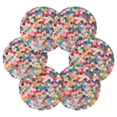 thumbnail image 7 of Yayeee 6 PCS Drink Coasters with Holder Set Woven Absorbent Round Tabletop Hot Pad, Blue Colorful Circles, 7 of 7