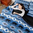 thumbnail image 4 of Feelyou Wildlife Bear Animal Bedding Comforter Set 7 Pieces, Western Boho Aztec Full Bedding Set, Blue Vintage Tribal Abstract Reversible Fitted Sheet Flat Sheet, Breathable Home Decor, 4 of 7