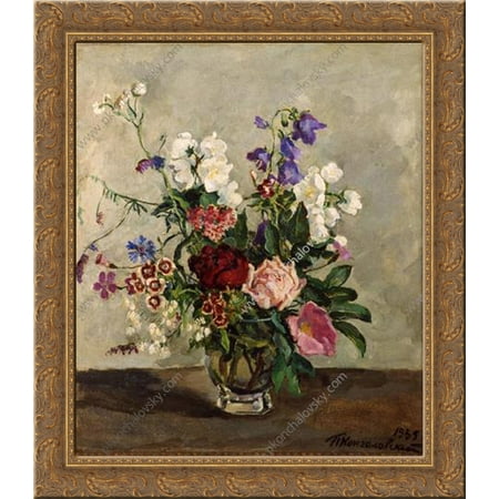 Dutch Still Life - Still Life. The Dutch bouquet. 24x20 Gold Ornate Wood Framed Canvas Art by Pyotr Konchalovsky