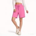 thumbnail image 3 of Dwellite Womens Bermuda Shorts Summer Elastic Waist Shorts Casual Beach Running Short Pants with Pockets 2026 Pink L, 3 of 4