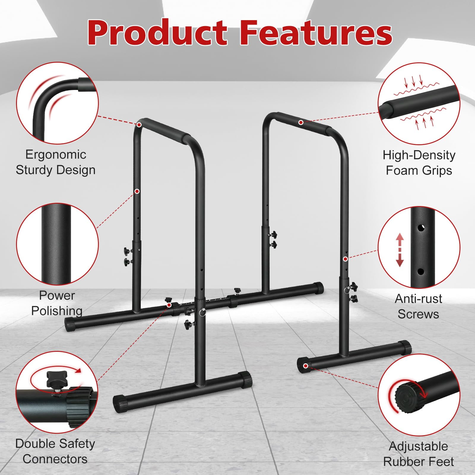 PROHIKER Adjustable Dip Bar Station, Heavy Duty Dip Stands Fitness Workout Dip Bar Station for Home Gym, Multifunctional Calisthenics Workout Equipment
