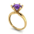 thumbnail image 2 of Solitaire Engagement Ring for Women - 2.5ct Natural Amethyst in 18K Yellow Gold Promise Ring, 2 of 6