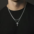 thumbnail image 4 of Jewelry Necklace Mens Jewelry Cross Necklace Necklaces Mens Necklaces Gold/Silver Cross Necklace for Men 2 Pack, 4 of 6