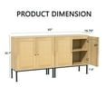 thumbnail image 4 of NEWADARA Set of 2 Wooden Buffet Cabinet with Storage,rattan cabinet, Sideboard Cabinet with Real Rattan Cabinet with Doors, Credenza Cabinet with Steel Legs, Entryway, Living Room,Yellow Oak, 4 of 6