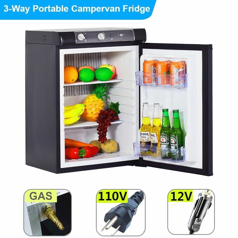 Techomey Fridge 2.1 Cu ft AC/DC/LPG Refrigerator Propane Gas RV Compact Camper Mini Fridge