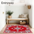 thumbnail image 3 of ODIKA 6'x9' Machine Washable Non-Slip Area Rug, Artisan Trellis Framework with Stylized Petals and Ornamental Vinework High Traffic Rug with Pad, Red, 570168, 3 of 8