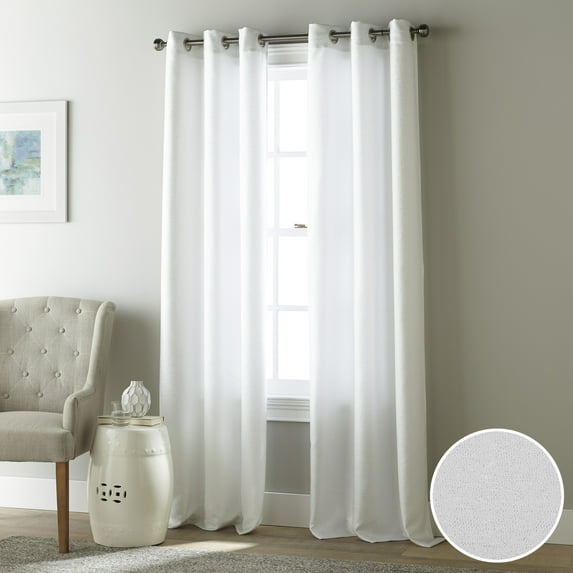 Lanco Silver Metallic Semi-Sheer Grommet Panel Pair White, Set of 2, Size 37 x 84"