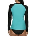 thumbnail image 5 of Women's Zipper Rash Guard Long Sleeve Swimsuit Colorblock Swim Shirts UPF 50+ Active Top, 5 of 6