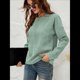 thumbnail image 4 of Sudaderas de Cuello Redondo de Punto Gofre para Mujer, Camisetas Informales de Larga Verde S, 4 of 10
