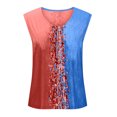 thumbnail image 4 of up to 60% off Gifts Usmixi Womens Tank Tops Beach Fashion Plus Size Comfy Lightweight Tshirts Vest Summer Trendy Tie-Dye Print V-Neck Sleeveless Shirts Blouse Red XXXXL, 4 of 6