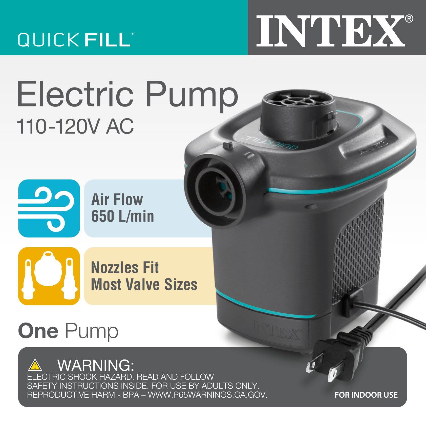 Air Flow 650 L/min 110-120V Max Intex Quick-Fill Rechargeable Air Pump 