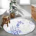 thumbnail image 3 of Round Rugs 3Ft, Coastal Purple Round Area Rug Washable Indoor Throw Carpet, Ocean Coral Starfish Jellyfish Seahorse Small Non Slip Circle Rug for Bedroom Living Room Home Decor Aesthetic, 3 of 8