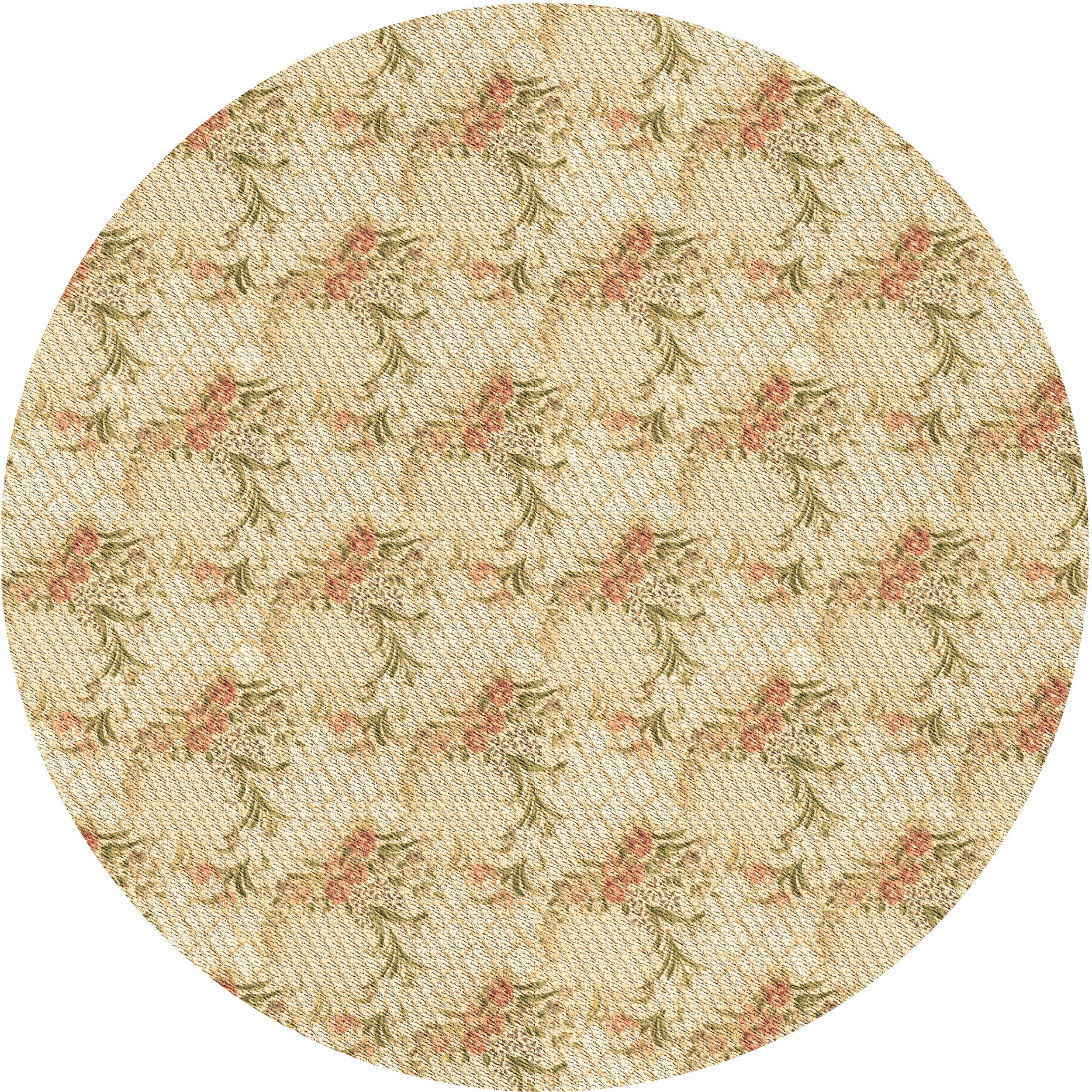 Ahgly Company Indoor Round Patterned Khaki Gold Area Rugs, 5' Round ...