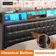 thumbnail image 4 of EnHomee King Size Metal Bed Frame with 4 Drawers Meatal Bed Frame with Headboard Upholstered Bed Frame with Storage Bookcase & Charging Station & LED Light, 4 of 9