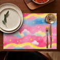 thumbnail image 4 of Colorful Cloud Star Pattern Summer Placemats Table Placemats Set Of 6-Linen Kitchen Washable Placemats Table Mats 11.8"x17.7" Non-Slip Heat Resistant, 4 of 5