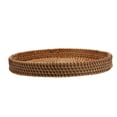 thumbnail image 1 of pdqouc Handmade Rattan Double Ear Oval Tea Tray Bread and Snack Basket Woven Storage Basket, Stackable Oval Wicker Bread Basket Tray for Vegetables Serving Food Storage ( Retro Style ), 1 of 8