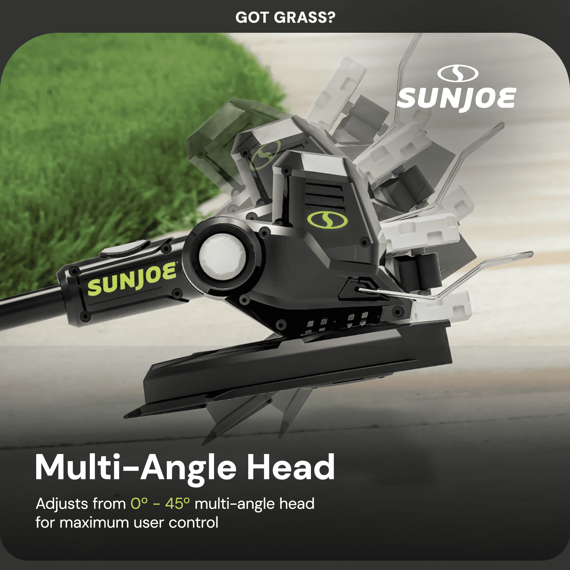 Sun Joe 24V 12 Inch Multi-Angle Head Cordless Dual Line String Trimmer, 24V-ST14-CT