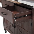 thumbnail image 6 of 54.1" Outdoor Kitchen Island with High Shelf - Large Outdoor Potting Bench Table with Stainless Steel Top and Storage Cabinet, Solid Wood Grill Cart with Lockable Wheels for BBQ, Garden, Patio, Backy, 6 of 16