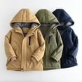 thumbnail image 2 of Zwiiyzr Toddler Kids Boys Girls Ski Jacket Waterproof Winter Coat Cute Solid Color Fleece Lined Thick Casual Keep Warm Pocket Hooded Coat Jacket 3-14 Years Navy, 2 of 8