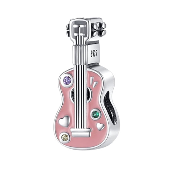 ROSIANNA 925 Sterling Silver Charm for Bracelets Love My Guitar Charms Women Bracelet Charm