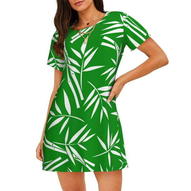 Fotbe Bamboo Bata de Dormir para Mujer con Estampado, Camisón de Algodón de Manga Corta, Ropa de Dormir Casual