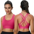 thumbnail image 4 of Wang6 Womens High Support Sports Bras Plus Size Seamless Wireless Yoga Tops Cross Bandage Running Gym Fitness Cropped Tank Tops X_Red S, 4 of 5