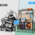 thumbnail image 3 of Garage Sports Equipment Organizer, Large Capacity Ball Storage Rack with Wheels, Rolling Ball Cart for Basketball, Soccer, Indoor & Outdoor Use, Multi-Functional Sports Gear Storage, 3 of 7