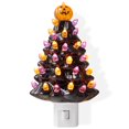 thumbnail image 1 of Luz de noche de cerámica con forma de árbol de Halloween - Luz de noche decorativa enchufable negra con 28 bombillas y estrella en la punta, 1 of 7