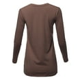 thumbnail image 3 of A2Y Women's Basic Solid Soft Cotton Long Sleeve Crew Neck Top Shirts Americano 1XL, 3 of 3