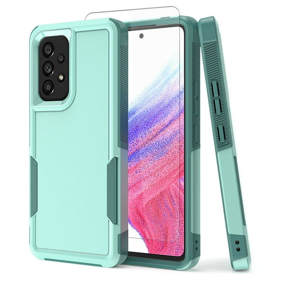 NIFFPD Samsung Galaxy A53 5G Case with Screen Protector Tough Rugged Shockproof Protective Phone Case for Samsung A53 5G Light Green