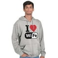 thumbnail image 4 of Love Wife Wi-Fi Funny Husband Married Men's Big & Tall Graphic Zip Up Hoodie Brisco Brands 5X, 4 of 5