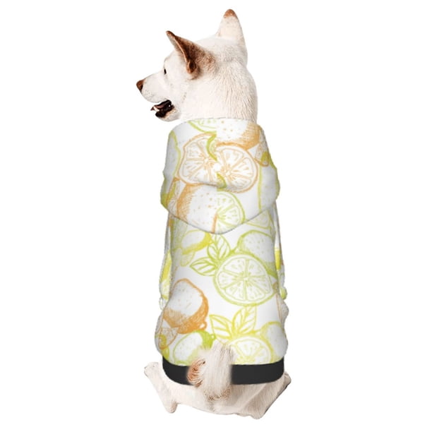 Fotbe Lemon Potatoes Sudadera con Estampado para Perros Pequeños – Suéter con Capucha para Mascotas, Tela Suave de Forro Polar con Bolsillo-XX-Large