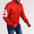 thumbnail image 3 of Eight Ball Red Leather Jacket Faux Leather Jacket Red Biker Jacket Mens Cafe Racer Leather Motorcycle Jacket Mens Faux Leather Biker Jacket size XS, 3 of 5