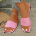 thumbnail image 6 of Gpaecead Women Square Toe Flat Beach Slippers Solid Color Outdoor Cushioned Non Slip Spring Summer Casual Shoes,Pink, 6 of 8