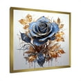 thumbnail image 2 of Designart "Gold and Blue Rose in Glass IV" Floral Framed Wall Art Decor - Traditional Blue Rose Hallway Framed Wall Art Decor, 2 of 6