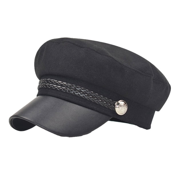Minnieouse FemaleCaptainHat Gorra con visera Mantiene el calor y agradable al tacto Absorbe el sudor Sombreros Negro De lana